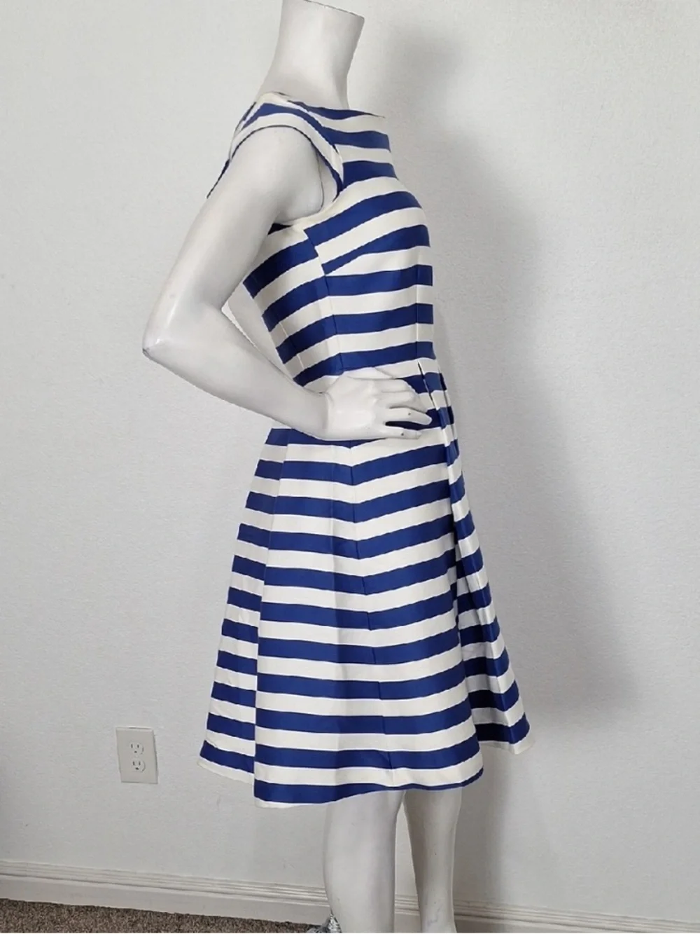 Kate Spade Blue White Mariella Striped Business Casual Fit & Flare Dress Size 4
